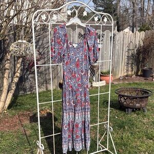 Blue Floral Maxi Dress - Lightweight Tiered Sundress